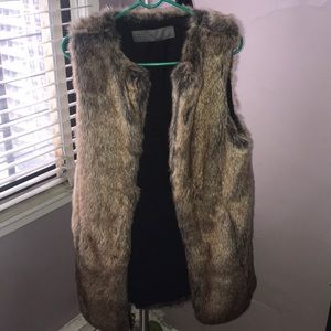 Zara Long Faux Fur Sleeveless Vest Sz L